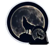 Moon Light Wolf Round Beach Towel