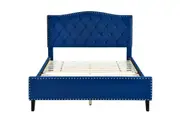 Jessie Upholstered Platform Bed Frame Blue (Double Queen King)