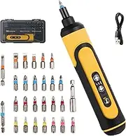 Electric Screwdriver Rechargeable, 4V Cordless Screwdriver,With 3 Gear Torque Adjustment and 26 Bits, Extension Rod, USB Charging Cable in Carrying Case, Suitable for Furniture or Appliance Repair