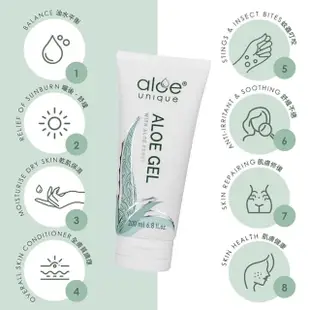 【aloe unique 優尼客】蘆薈保濕凝膠 200ml+苦膠 50ml 5入組(保濕、修護、舒緩)