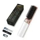 Hot Hair Straightener Brush,Portable Mini Cordless Hair Straightener with Tra...