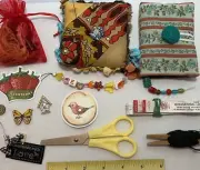 Pin Cushion Needle Book Notions Machine Rhinestone Charm Handmade 192
