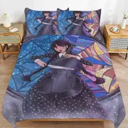 a1586 Wednesday Addams Duvet Cover Set, 3 Piece Bedding Set 86x70" Double Sided Printing Decorative Comforter Cover Set (1 Duvet Cover + 2 Pillow Sham