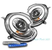 For 07-15 Mini Cooper Xenon LED Tube Projector Black Headlight w/Blue DRL Signal (for: Mini)