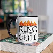 King of The Grill Mug, Grilling BBQ Coffee Mugs, Barbecue, Fathers Day Dad, Travel Mug Can Holder - 11oz Mug - MS558