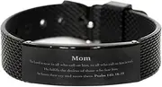 [Generic] Black Shark Mesh Bracelet for Mom: Inspirational Psalm 145: 18-19 Engraved Gifts for Mothers Day, Birthday, Christmas - Unique Mesh Bracelet for Mom, Small, Silver Plated Zinc, Cubic Zirconia