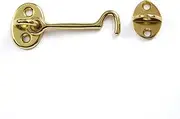 Romak 87921 Solid Polished Brass Cabin Hook and Eye, 75 mm Size