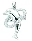 Silver Dolphin Pendant Necklace Rhodium Finish 925 Hallmark
