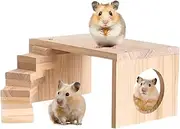 Hamster Playground, Wooden Hamster Toys, Pet Enrichment Exercise Activity Toy for Dwarf Guinea Pigs Chinchillas Mice