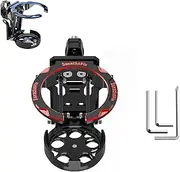 Folding Turntable Water Cup Holder, Aluminum Alloy Folding Motorcycle Cup Holder, Universa lUltra-Light Bicycle Bottle Holder Rotation Turntable Suitable, Two-Way Installation (Red)
