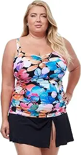 [Profile by Gottex] Women's Color Rush Full Figure Square Neck Swim Tankini