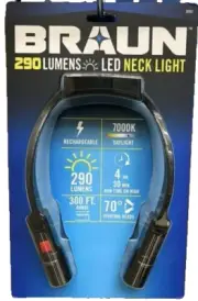 Braun 290 Lumen LED Neck Light Rechargeable. Jogging. Work. Mechanic