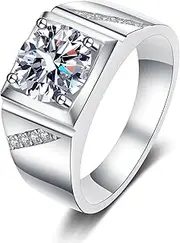 [Moisza] Moissanite - Noble Square Round Cut 1/2 Carat Moissanite Diamond S925 Man Ring