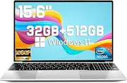 2025 Latest Windows 11 Laptop 15.6'', 32GB Dual-Channel RAM 512GB SSD, Intel N5095 Processor(Max 2.9GHz), 1080P Full HD Display, Backlit Keyboard, Fingerprint, Webcam, USB3.0, HDMI, WiFi5, BT