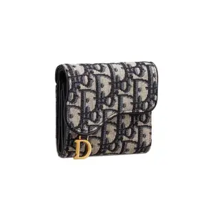 【Dior 迪奧】DIOR SADDLE LOTUS 錢包 藍色 Dior Oblique 緹花(S5652CTZQM928)