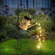 Solar Lights Outdoor Garden Decor, Metal Flower Solar Watering Can Lights wit...