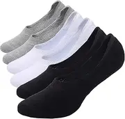 [ANIMQUE] Unisex No Show Socks Cotton Invisible Non-Slip Short Socks Low Cut Terry Cloth Liners Men Women Simple Basic Invisible Half Socks