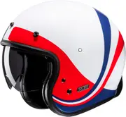 HJC V31 Emgo Retro Jet Helmet, white-red-blue, Size M for Men White Red Blue