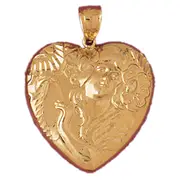 14K Gold Goddess of Love Heart Pendant