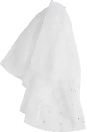 [Baluue] Elegant Beaded Shawl for Brides Luxurious Tulle Wrap with Pearl Embellishments Comfortable Capelet for Wedding Accessories and Formal Events