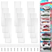 Rainmae 12 PCS Model Car Display Case Wall Mount 11.2x42.5cm Diecast Blister Packed Toy Car Organizer Holds Up to 100 Cars,Compatible with Packaged Cars Display Shelf Rack Wall Storage