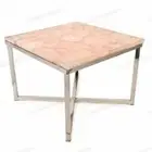 15" Rose Quartz Agate Coffee Side Table Natural stone Handmade Work