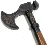 VIntage Brass Handle Stick Victorian Axe Classic Style Wooden Walking Stick Cane