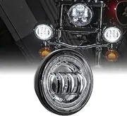 4.5" Round LED Passing/Fog Light [Chrome Housing] [Halo White DRLs w/Red Accents] [Amber Turn Signals] Auxiliary Driving Lamp for Harley Davidson Motorcycles