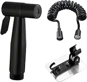 APTPKGDFDK Black Portable Bidet Sprayer Stainless Steel Toilet Bidet Faucet for Bathroom Hand Sprayer Shower Head Self Cleaning Sleeve Socket(Bidet Faucet Set)