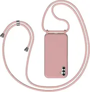 Coqinen Mobile Phone Lanyard for Samsung Galaxy A14 5G, Case with Strap, Necklace Samsung Galaxy A14 5G, Mobile Phone Protective Case with Strap (Pink)