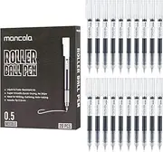 mancola 20 Pack Rolling Ball Pens, Quick-Drying Ink 0.5 mm Extra Fine Point Pens Liquid Ink Pen Rollerball Pens, Office Supplies for Writing, Notetaking, and Drawing (Black) MA-M20