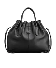 Tod's Di Logo Patch Drawstring Tote Bag One size black