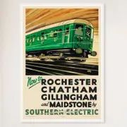 Galrie Southern Railway Vintage Poster of Rochester, Chatham, Gillingham and Maidstone, White Frame, 70 x 100cm (28 x 40inch)