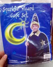 Halloween costume sparkle WIZARD, childs size, new in package, with cape & hat