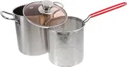 KOCKSHION 1set Deep Frying Pot with Basket High Temperature Resistant Lightweight Fryer for Cooking Pasta Heating and More