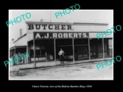 OLD POSTCARD SIZE PHOTO OF CLUNES VICTORIA VIEW OF ROBERTS BUTCHR SHOP c1910