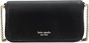 [Kate Spade New York] Devin Saffiano Leather Flap Chain Wallet, Black, Black, One Size