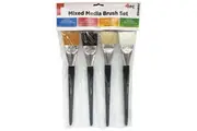 4pc Reeves Mixed Media Paint Brushes Short Handle Flat Arts And Crafts Painting