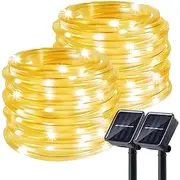 Solar Rope Lights Outdoor Waterproof Tube Light with 100 LED 35.7 feet 8 Modes Copper Wire Fairy Lights for Garden Fence Patio Yard Party Wedding Christmas Ha