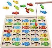 NASHRIO Fishing Toys for Toddlers - Fine Motor Skills Toys for 3 Year Old C Fishing Game Puzzle with Numbers and Letters Fun and Interactive Fishing