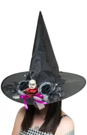 Haunting Black Halloween Witch Costume Hat