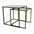 2pc Maine & Crawford Carter Minimal Metal Side Table Set Home Furniture Gold