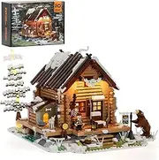 [FUNWHOLE] Hunting-Cabin Lighting Building-Bricks Set - Retro Hunting Cabin LED Light Construction Building Model Set 2036 Pcs for Adults and Teen