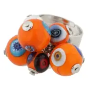 GlassOfVenice Murano Glass Millefiori Sorgente Ring - Orange