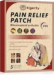 tigerty Pain Relief Patch Rheumatoid arthritis -for rheumatic pain, cervical vertebra, scapulohumeral periarthritis, lumbar muscle strain & knee joint pain, Adhesive Heat Patch by Natural Herbs 5 Pads
