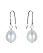 Genevive Silver Plated CZ Pearl Earrings