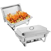 2pcs Stainless Steel Buffet Chafer Set – 9L Chafing Dishes Food Warmer Catering