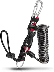 Scuba Diving Lanyard, Heavy Duty Stainless Steel Spring Coiled Lanyard with Quick Release Buckle and Dive Flag Webbing Strap for Cameras and Dive Lights