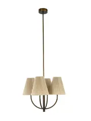 Hoxton 4 Light Pendant in Bronze with Pleated Natural Linen
