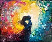 TAOPAOLAB Colorful Background Paint by Numbers Kit for Adults - DIY Couple Embracing Painting on Canvas 16x20 Inches, Acrylic Paint Set, Suitable for Beginners, Romantic Art for Home Decoration/Gifts